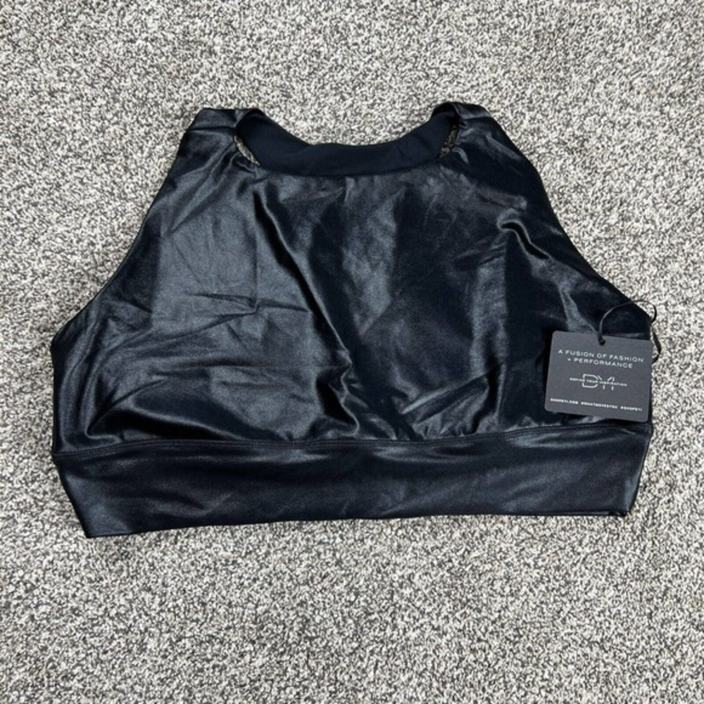 DYI Sports Bra Women’s Size 1X Black Define Your Inspiration Shimmer Stretch